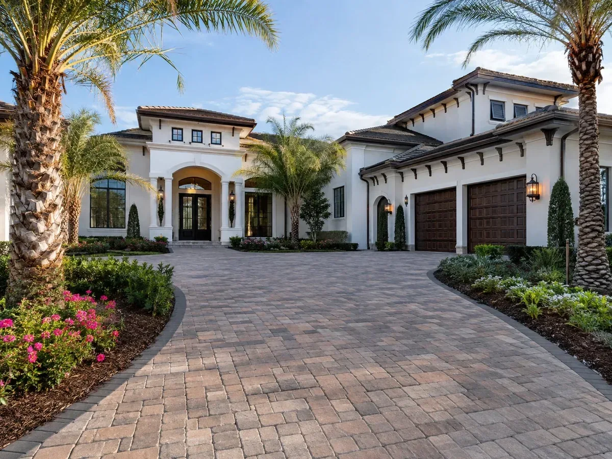 Luxury Florida paver driveway and home entrance