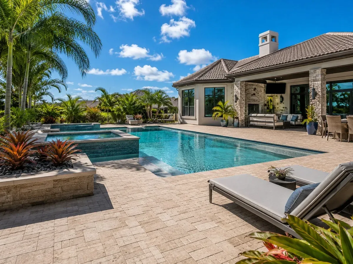 Luxury Sarasota style tropical pool deck paver project